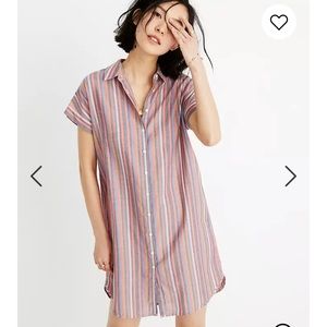 Madewell Central Shirtdress in Rainbow Stripe